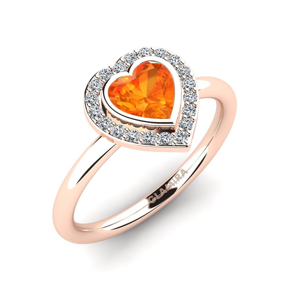 Rotgold 750 Orangefarbener Saphir Damenring Amery