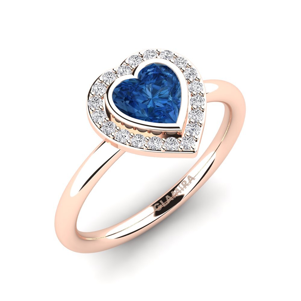 750 Rood Goud Donker Blauwe Zirkoon Dames Ring Amery