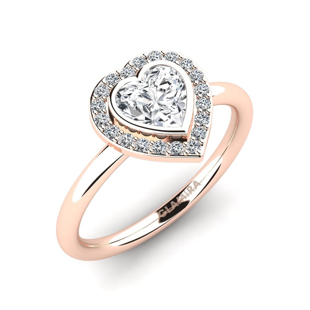 Rotgold 750 Weißer Zirkon Damenring Amery