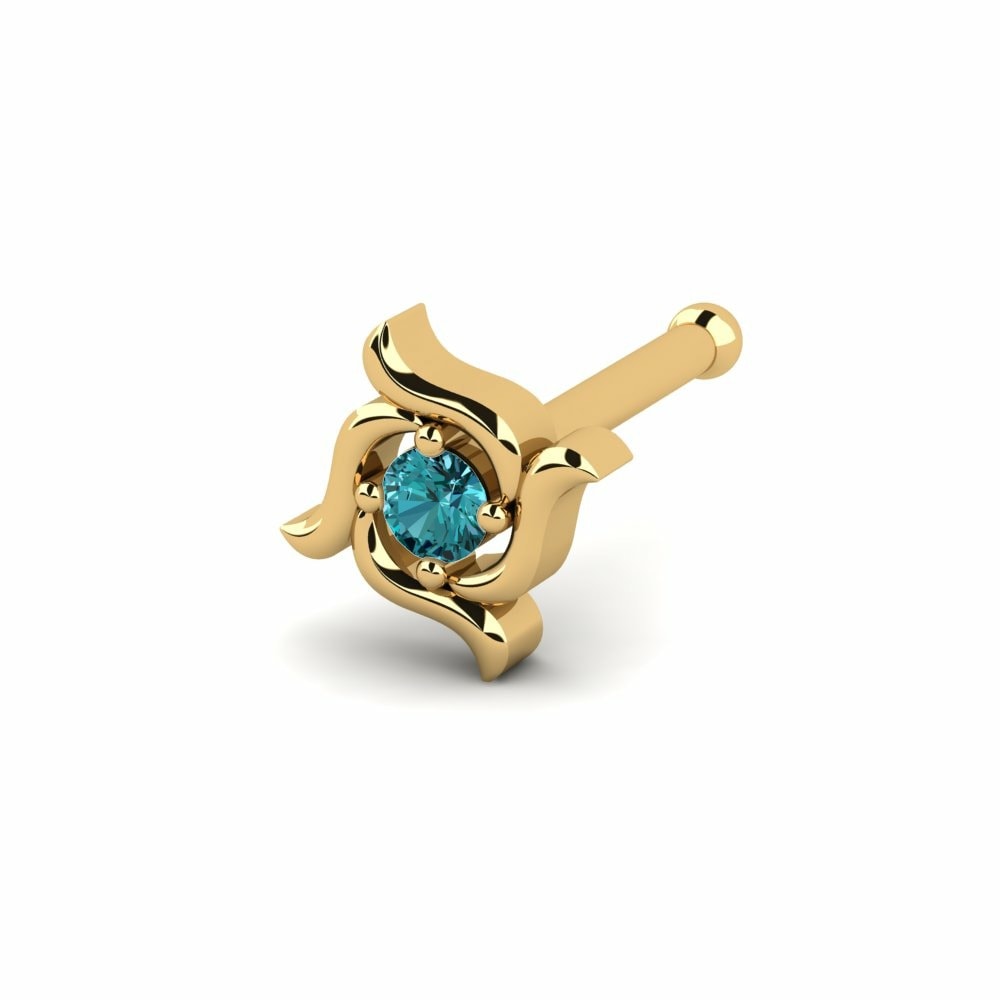 Piercings Nariz Ameryn Oro Amarillo 585 Diamante Azul