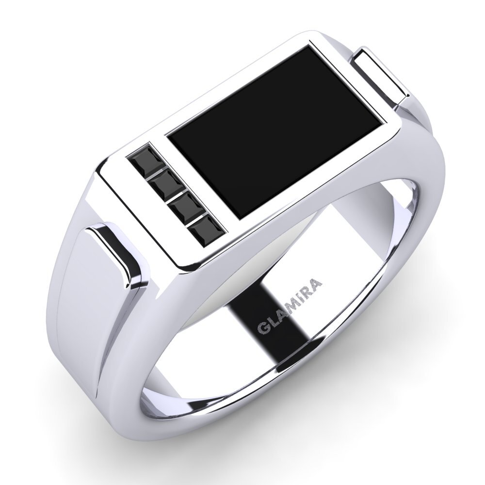 Weiß-Silber Schwarzer Diamant Herrenring Ames
