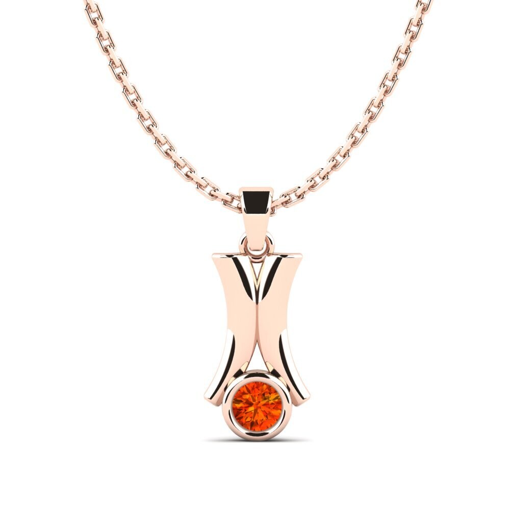 14k Oro Rosa Zafiro Naranja Colgante de Mujer Ameuter