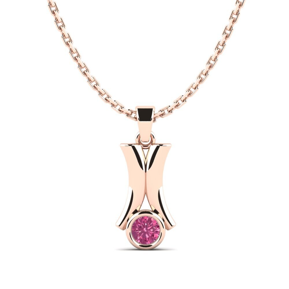 9k Oro Rosa Turmalina rosa Colgante de Mujer Ameuter