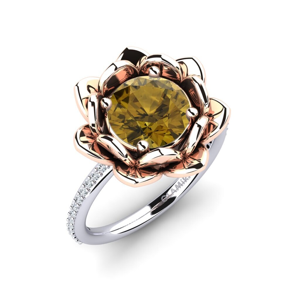 14ct Rose & White Gold Brown Zircon Ring Amilesa