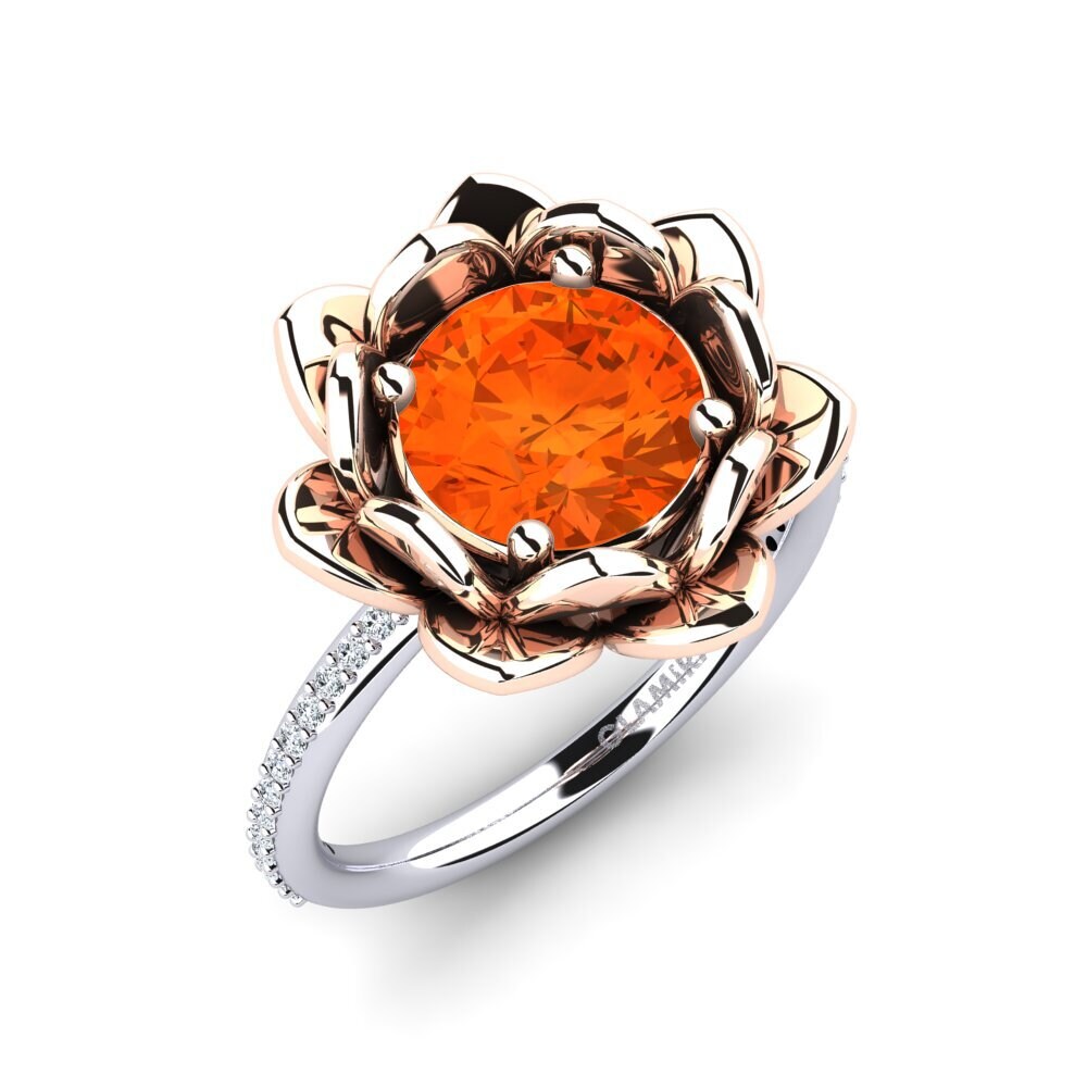 14ct Rose & White Gold Fire Opal Ring Amilesa