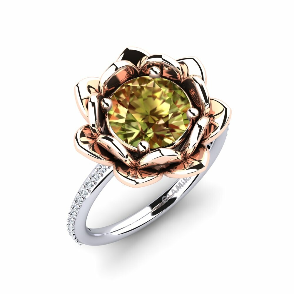 Or Rose& Blanc 14k Pierre de Sultan Bague Amilesa