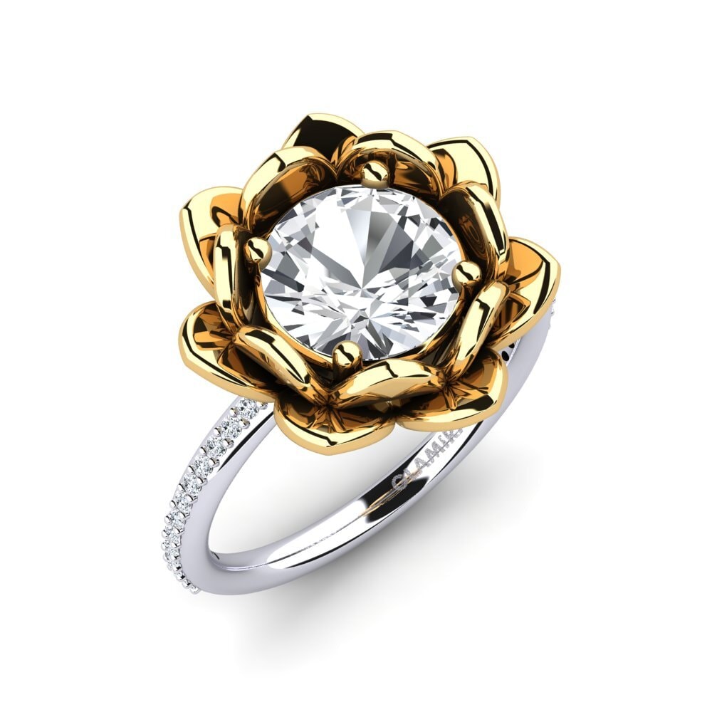 14ct Yellow / White Gold White Zircon Ring Amilesa