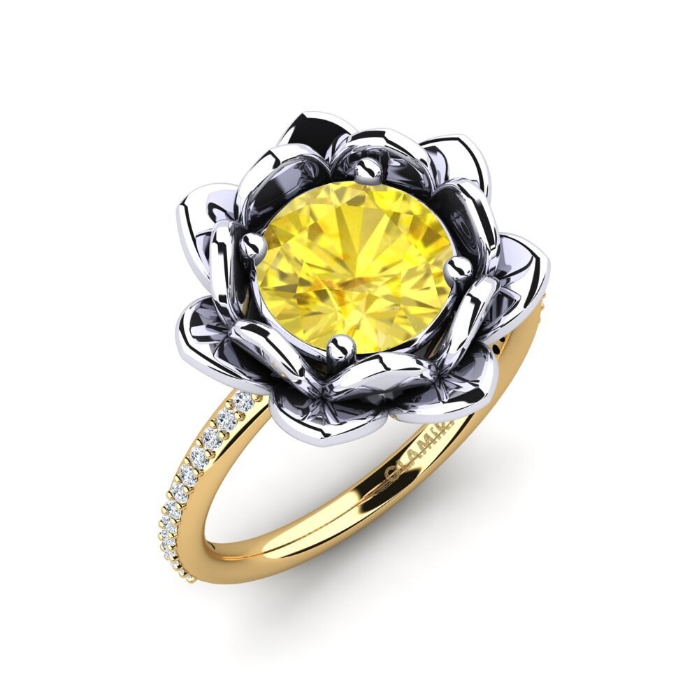 14ct White / Yellow Gold Yellow Sapphire Ring Amilesa
