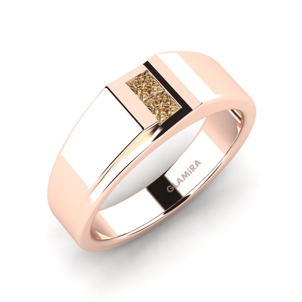 Oro Rosso 750 Diamante Marrone Anello da uomo Amir