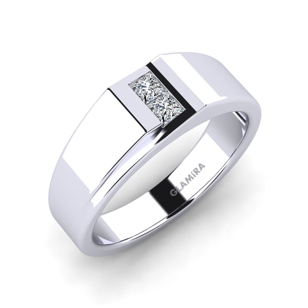 14ct White Gold Zirconia Men's Ring Amir