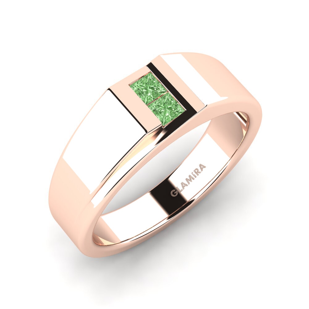 Oro Rosso 375 Diamante Verde Anello da uomo Amir