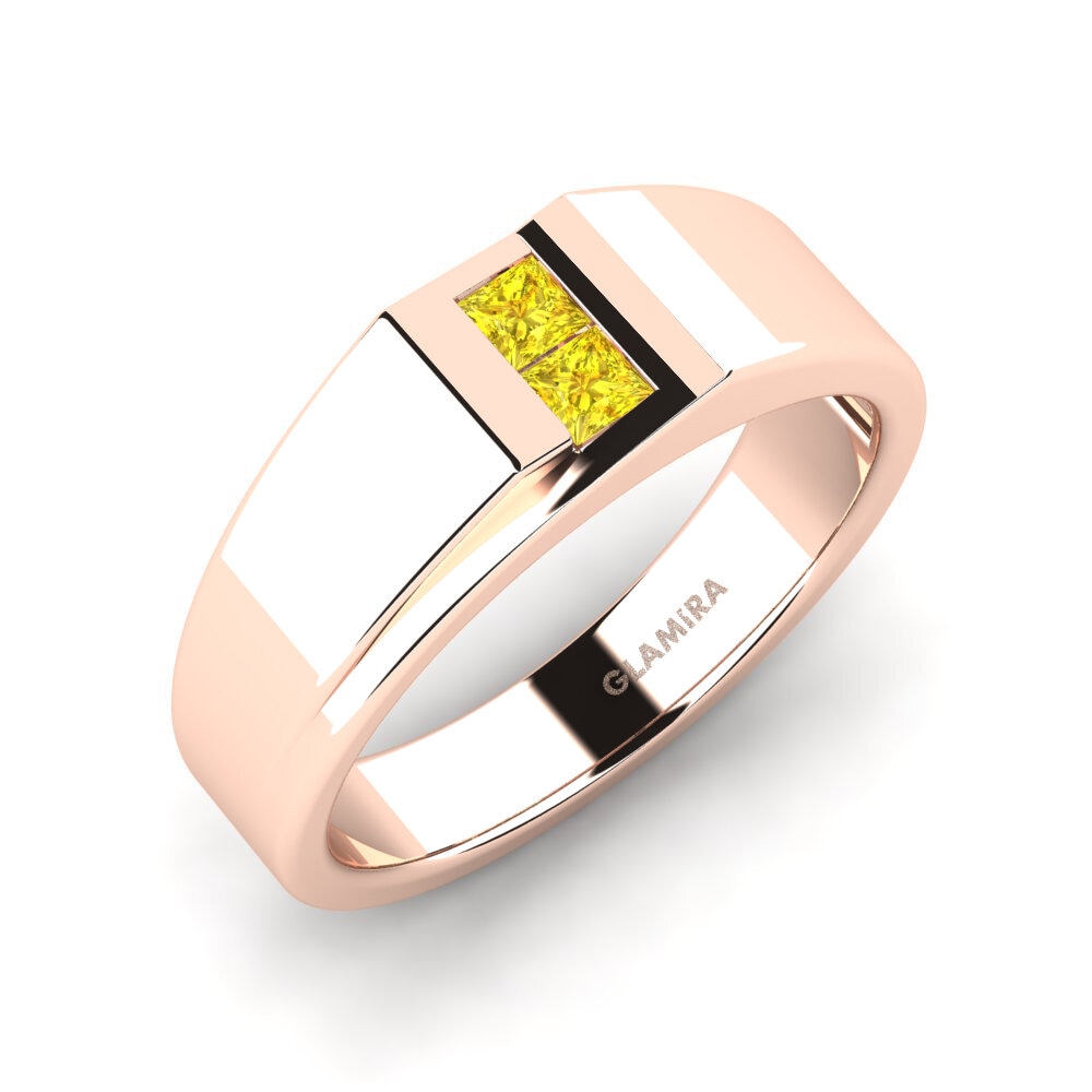 14k Rose Gold Yellow Sapphire Men's Ring Amir