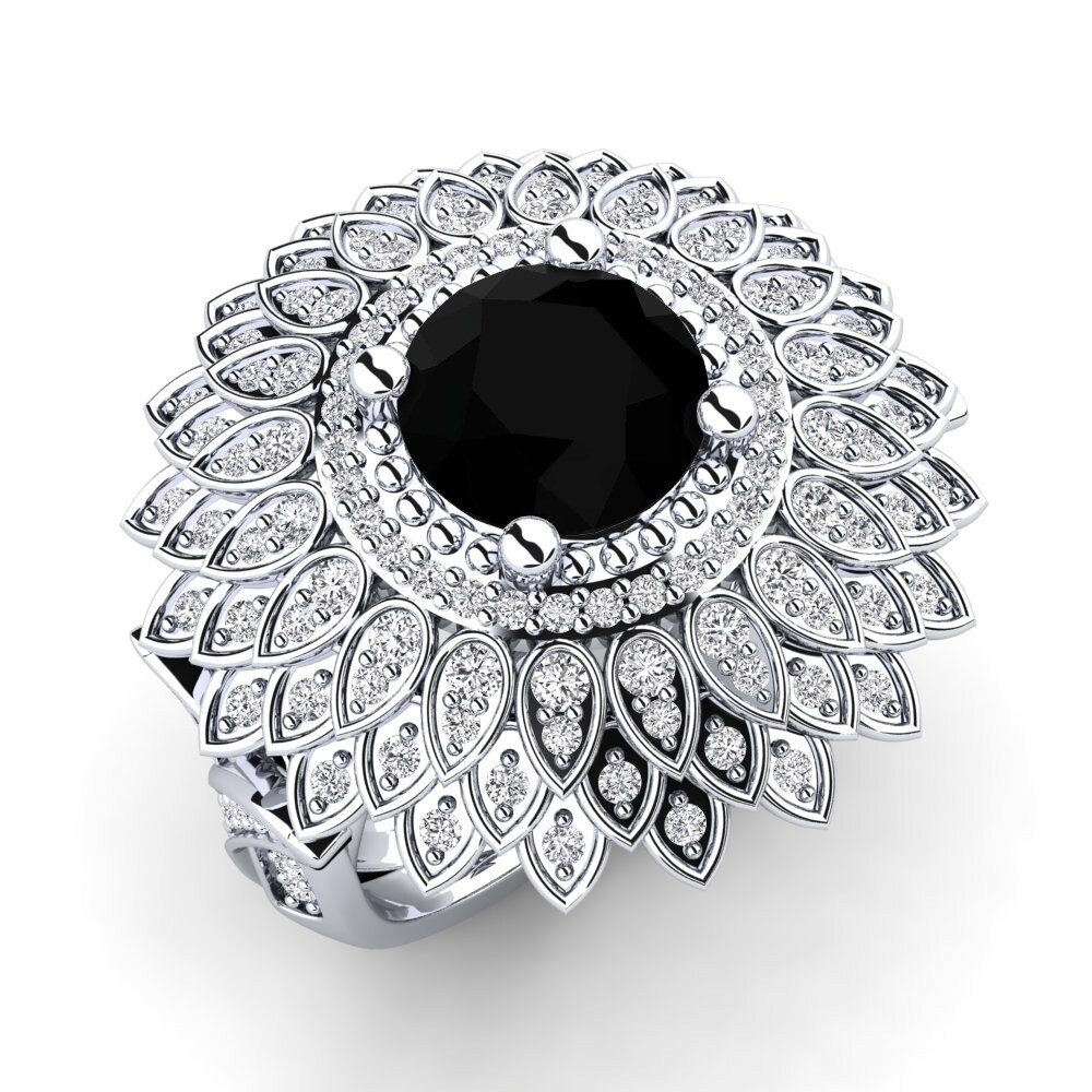 黑鑽石 鈀金 戒指 Amirella