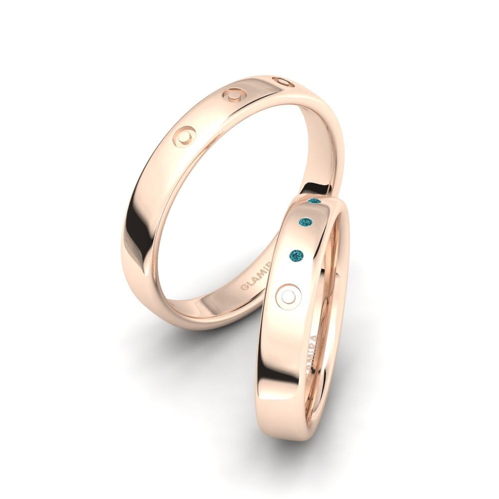750 Rood Goud Blauwe Diamant Ringen Amirta SET