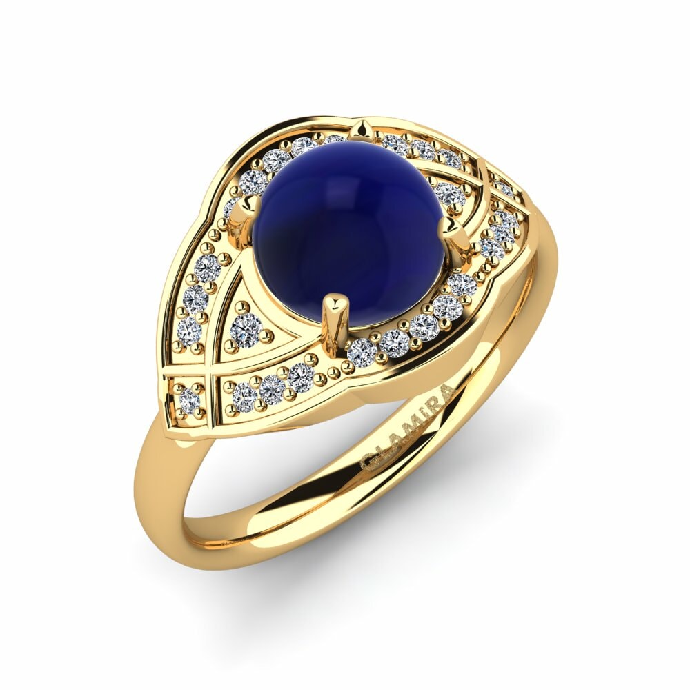 Or Jaune 18k Saphir Cabochon Bague Amitola