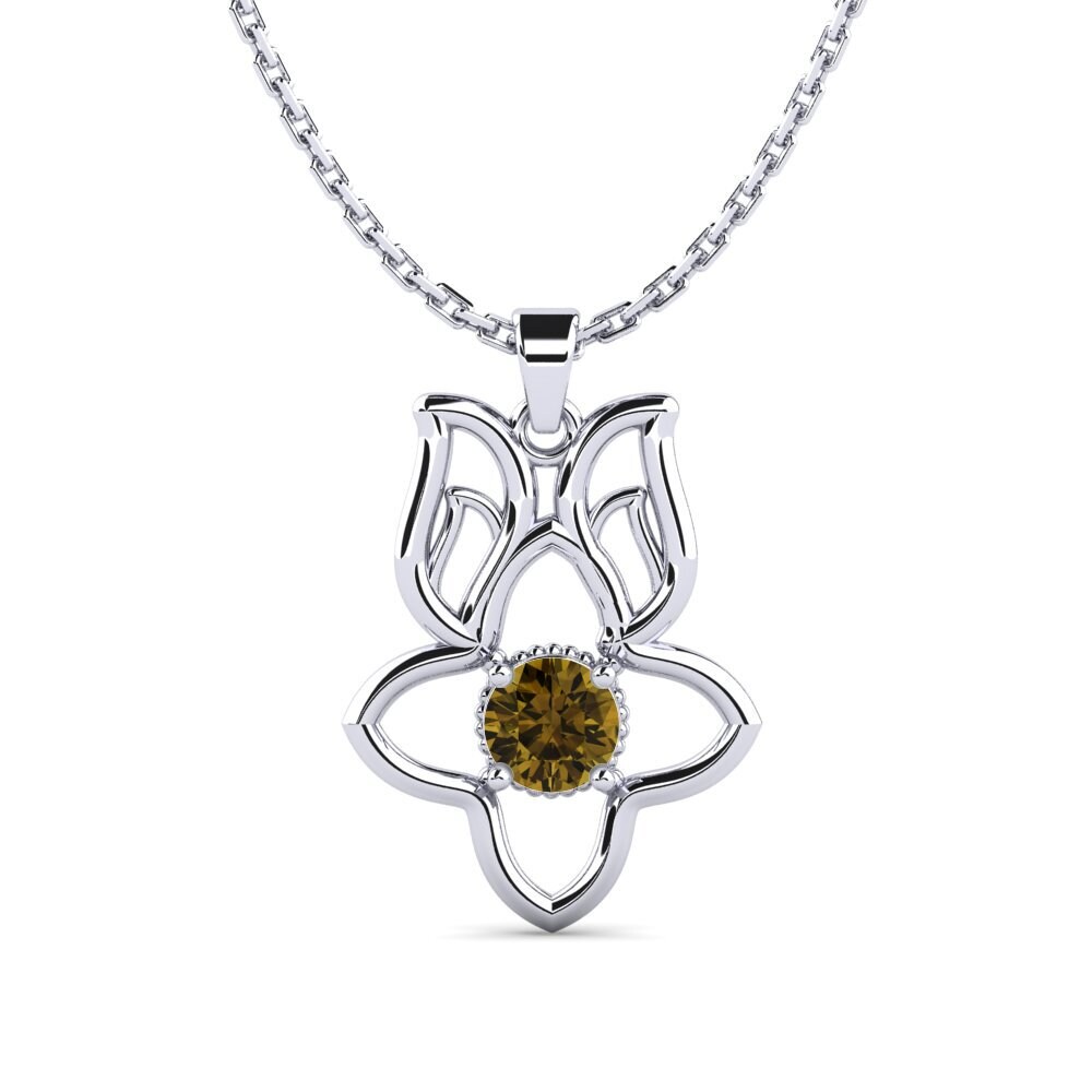 Plata 925 Circón Marrón Colgante de Mujer Ammerterte