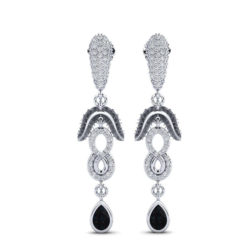 950 Palladium Black Opal Women's Earring Amonavis