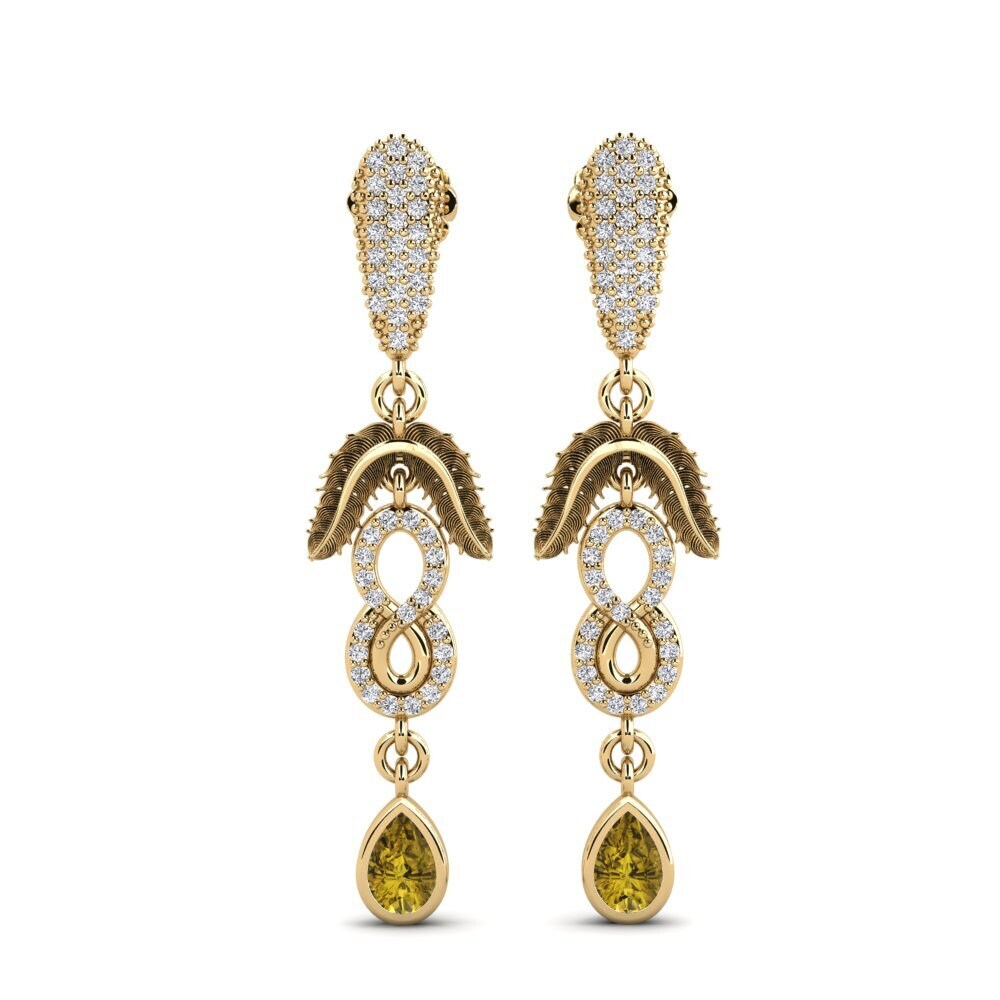 18ct Yellow Gold Brown Zircon Women's Earring Amonavis