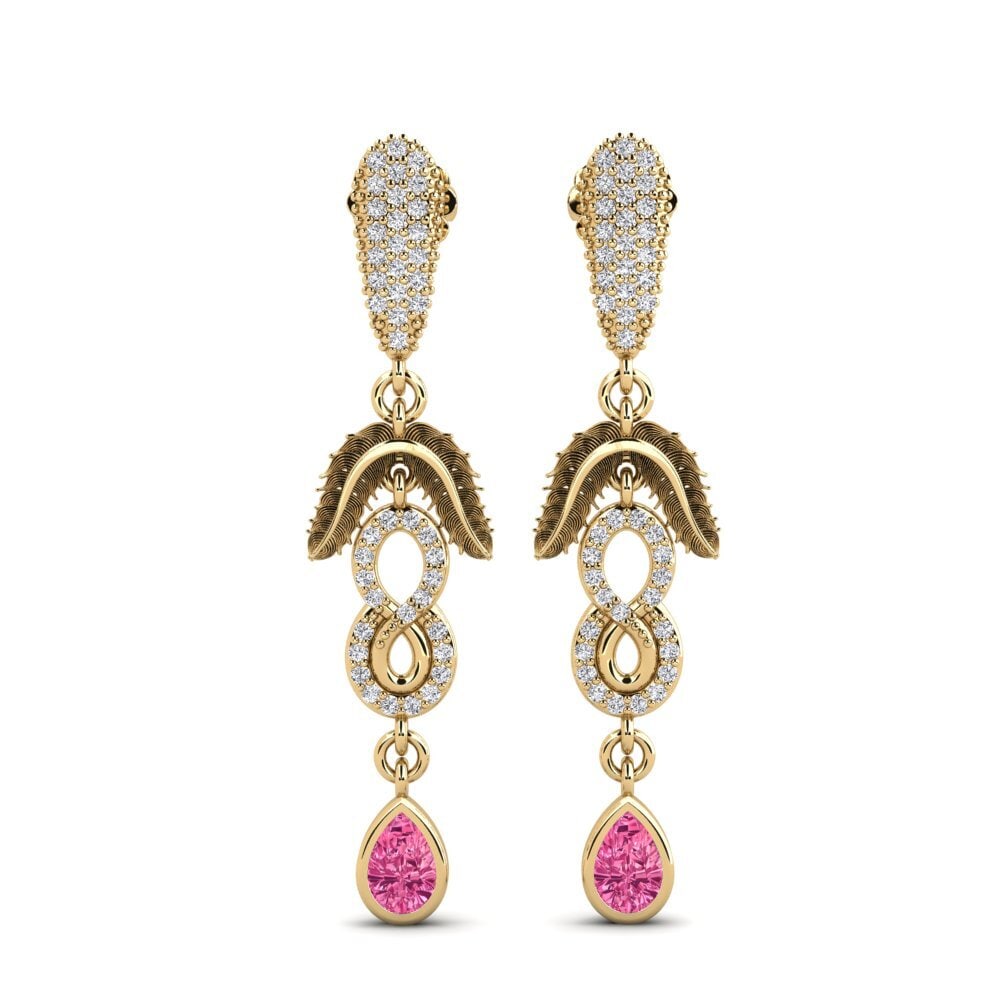 18ct Yellow Gold Pink Tourmaline Women's Earring Amonavis
