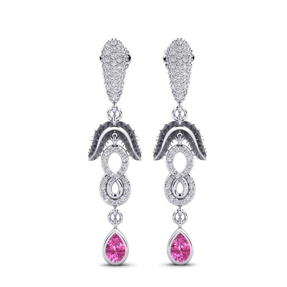 9ct White Gold Pink Topaz Women's Earring Amonavis