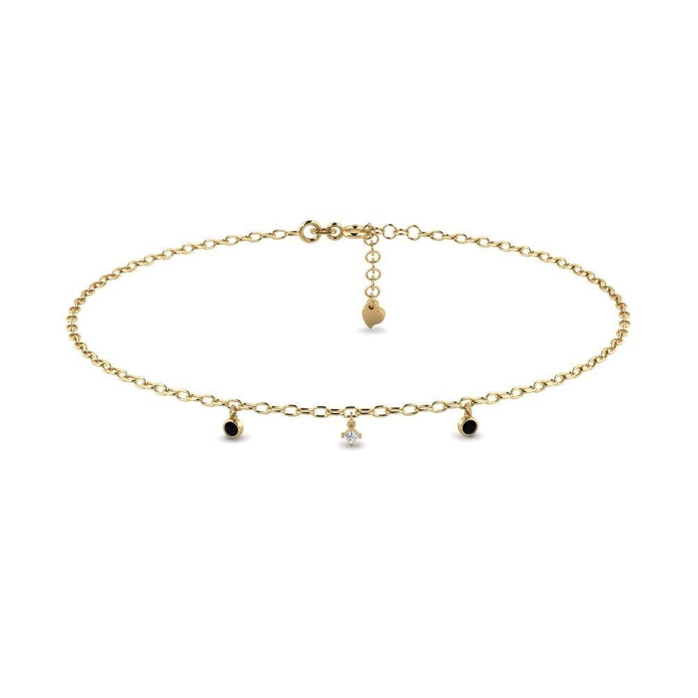 14ct Yellow Gold Black Onyx Women's Anklet Amondi