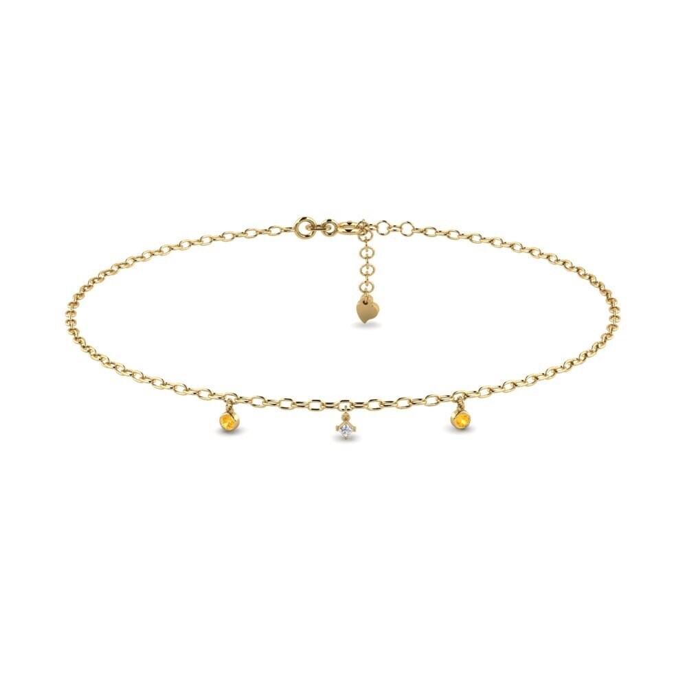 14ct Yellow Gold Citrine Women's Anklet Amondi