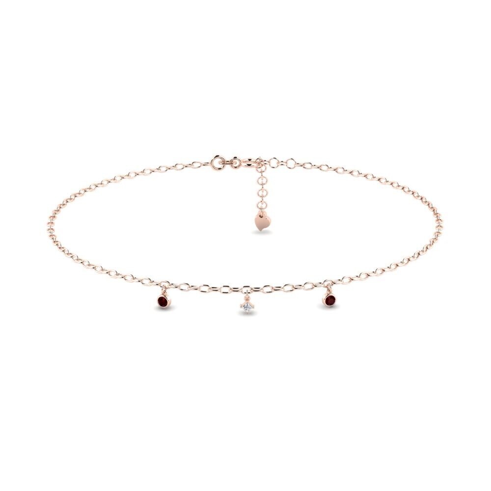 9ct Rose Gold Garnet Women's Anklet Amondi