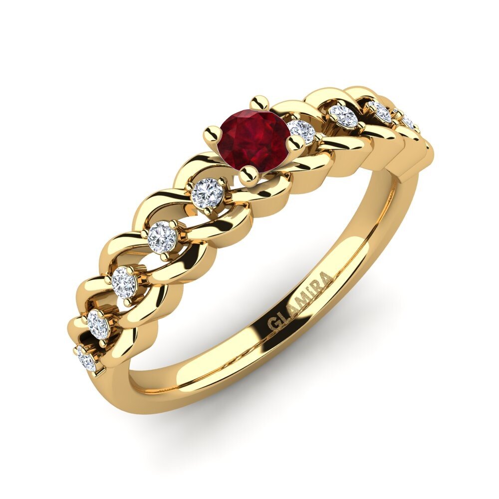 14ct Yellow Gold Ruby Engagement Ring Amora 0.16 crt