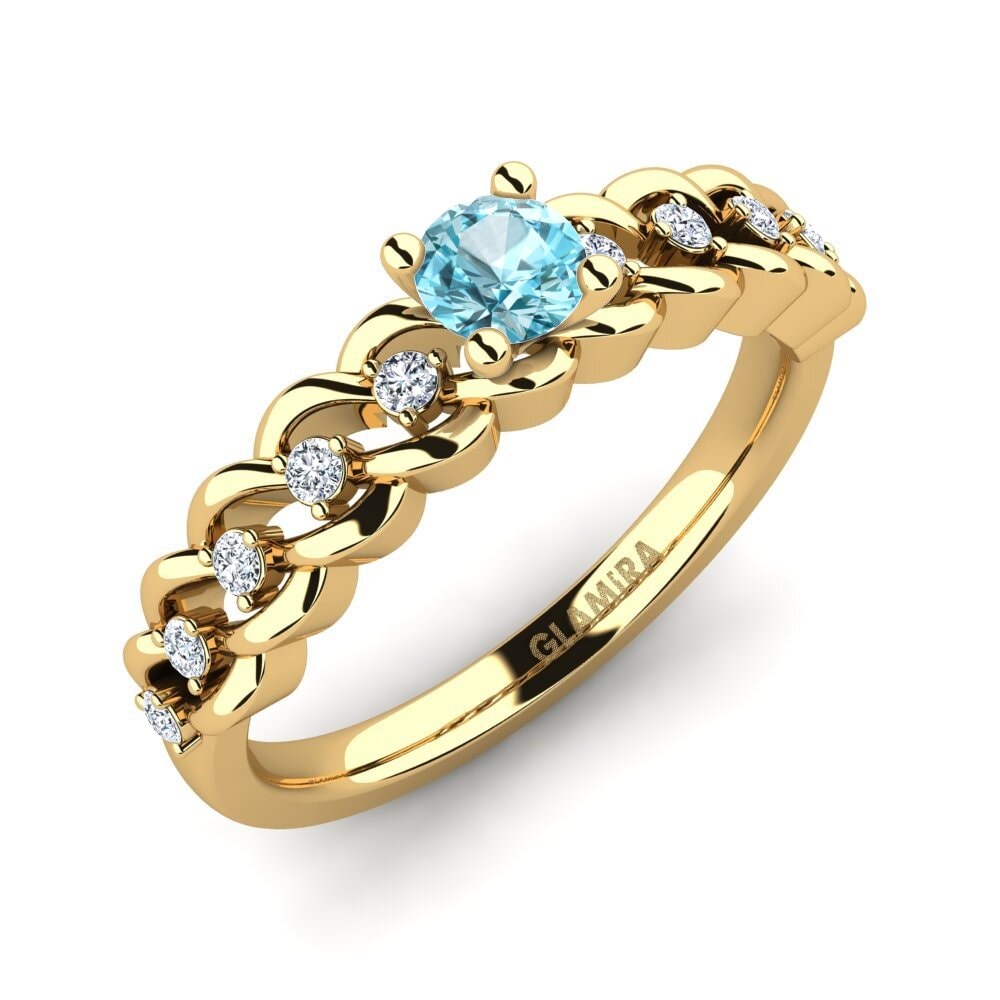 Blue Zircon Engagement Ring Amora 0.25 crt