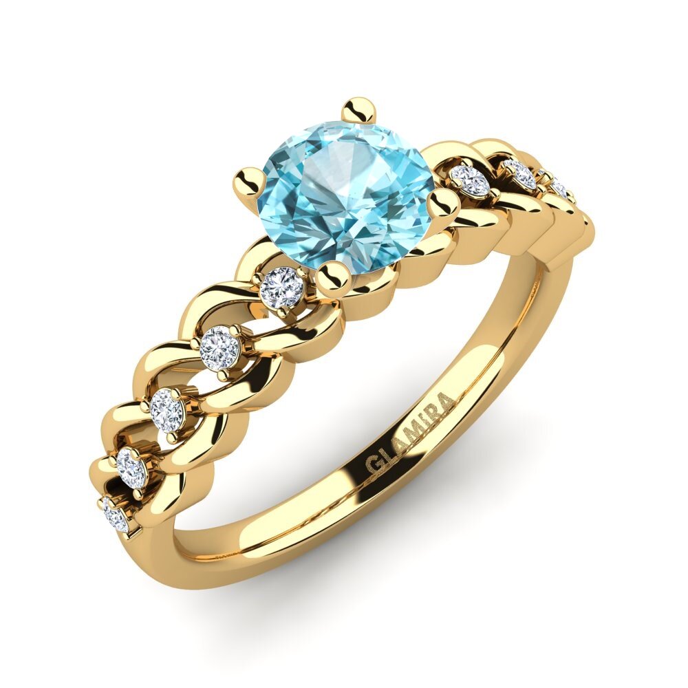 Blue Zircon Engagement Ring Amora 0.8 crt