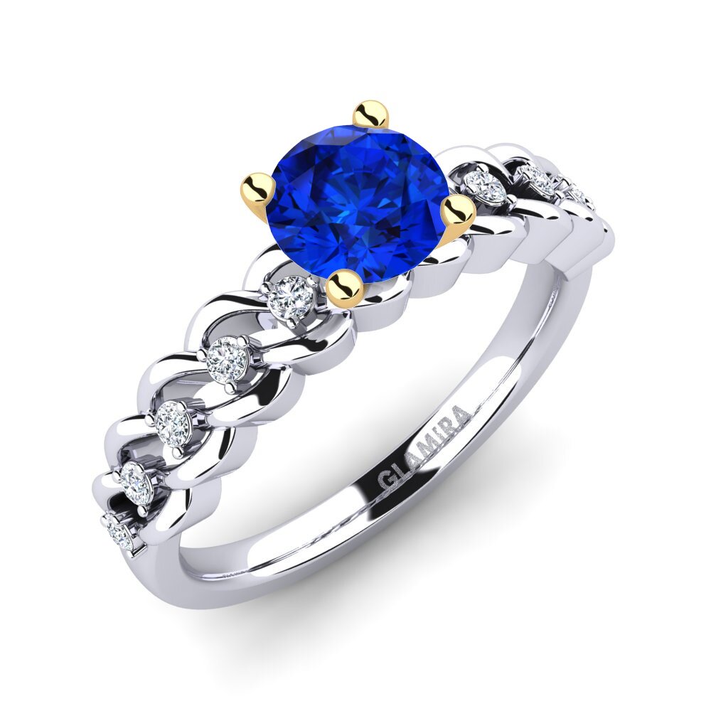 14ct White / Yellow Gold Sapphire (Lab Created) Engagement Ring Amora 0.8 crt