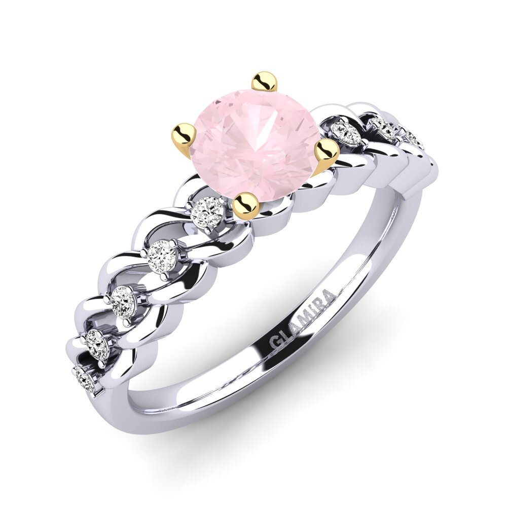 14ct White / Yellow Gold Rose Quartz Engagement Ring Amora 0.8 crt