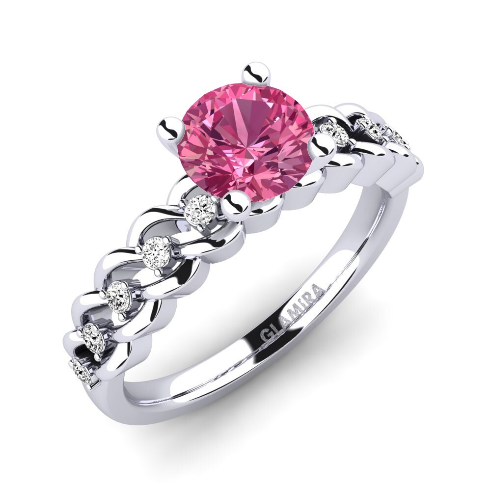 14ct White Gold Pink Tourmaline Engagement Ring Amora 1.0 crt