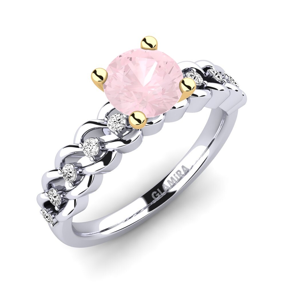 14ct White / Yellow Gold Rose Quartz Engagement Ring Amora 1.0 crt