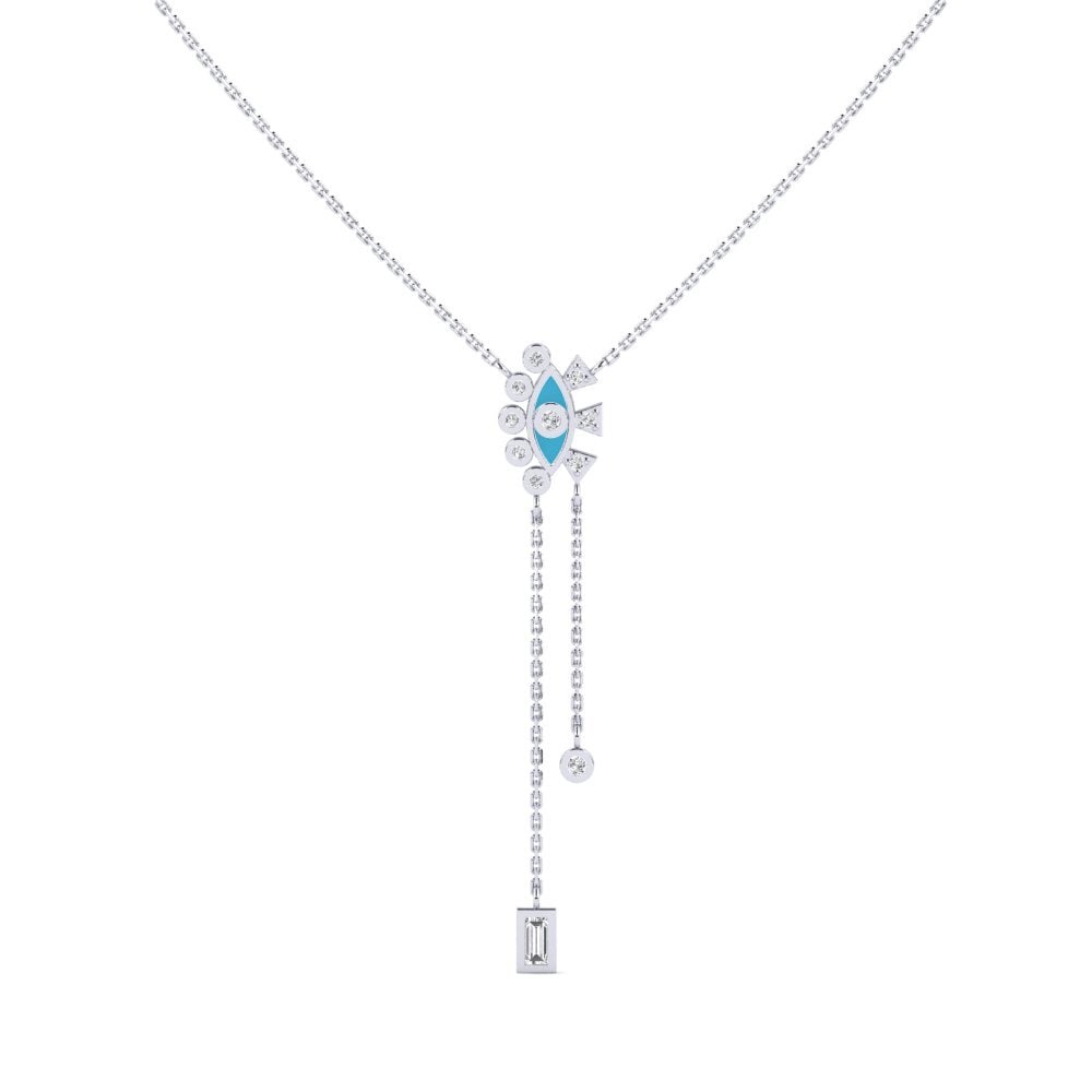 9k Oro Blanco Diamante Collar de Mujer Amorium