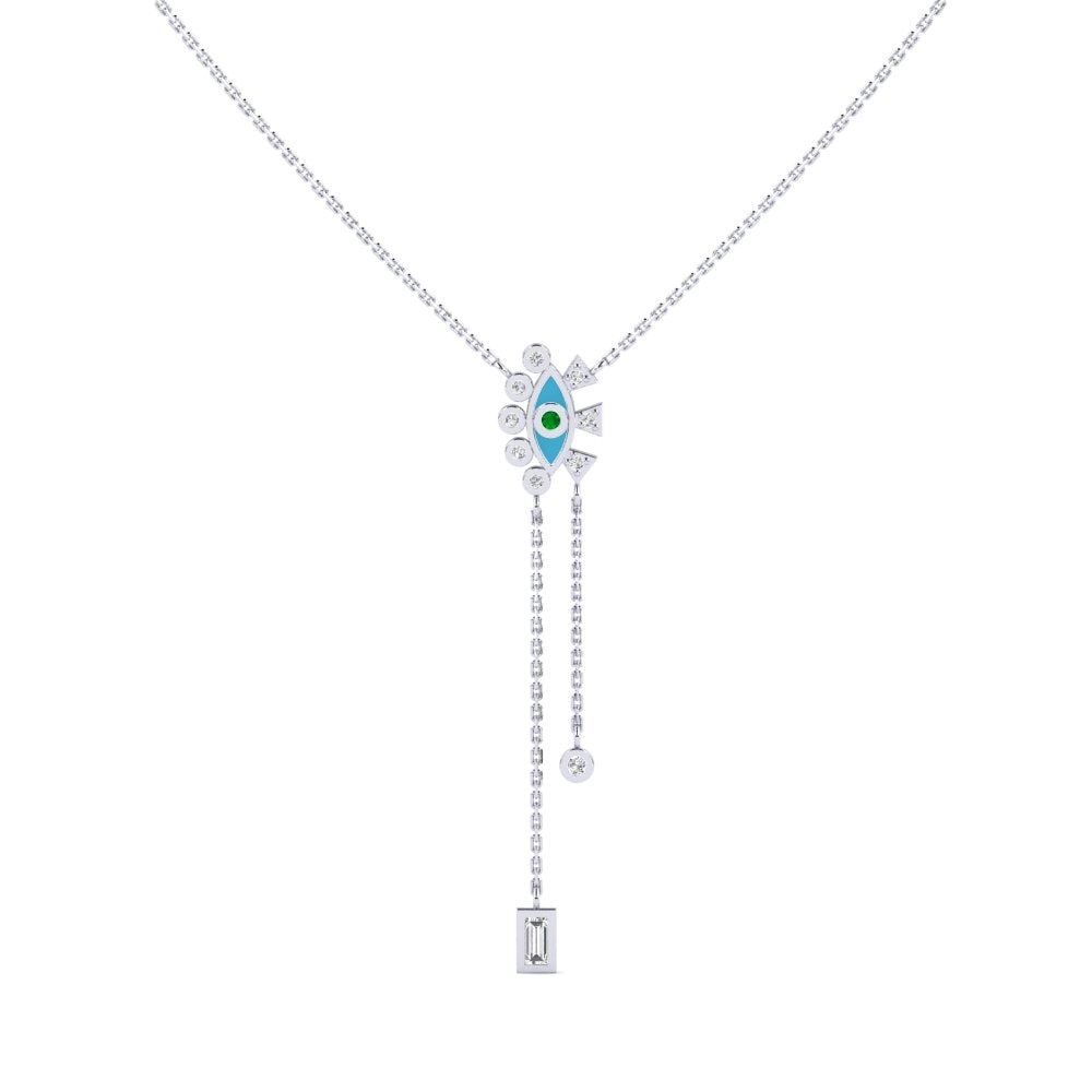 9k Oro Blanco Esmeralda Collar de Mujer Amorium