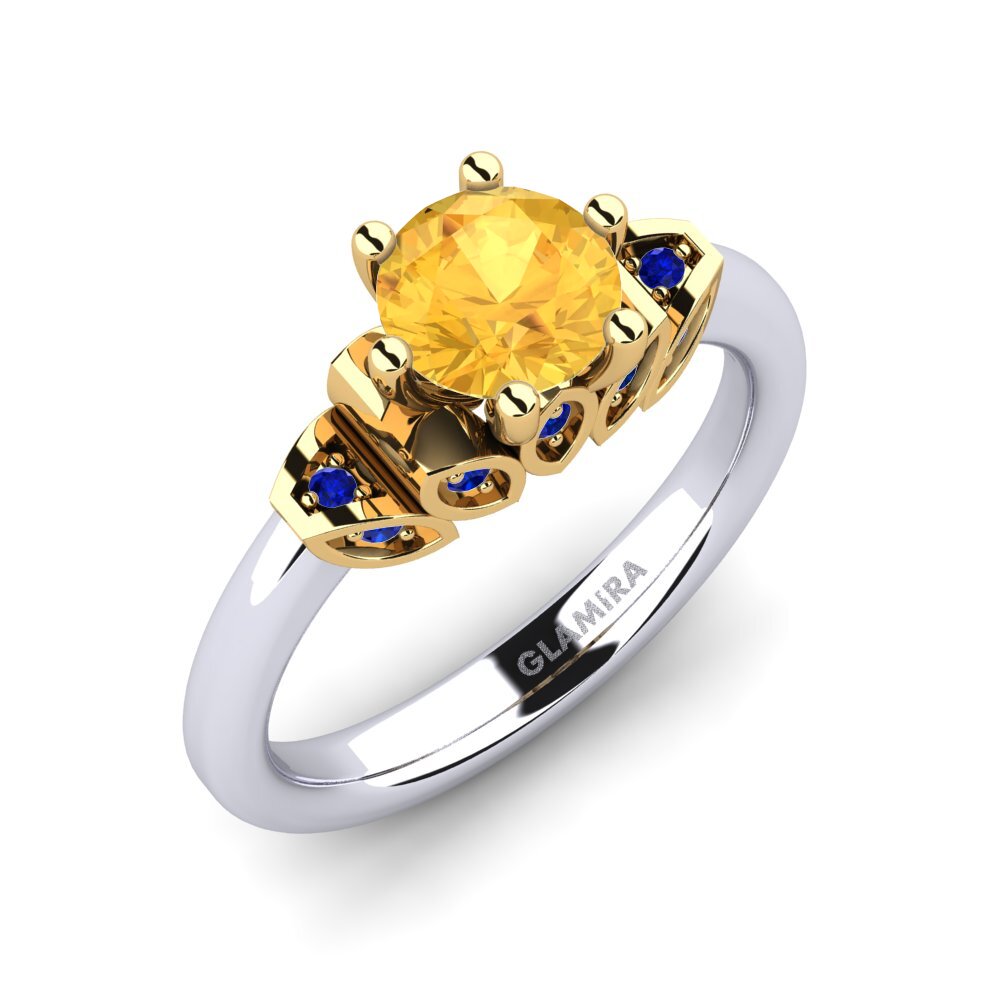 14K Wit & Geel Goud Citrien Verlovingsring Amrita