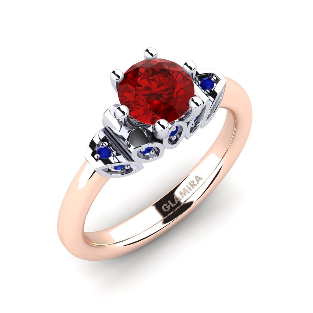 14K Rood & Wit Goud Robijn (Gecreëerd in het lab) Verlovingsring Amrita