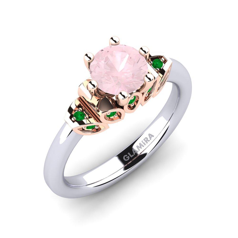 18K White & Rose Gold Rose Quartz Engagement Ring Amrita