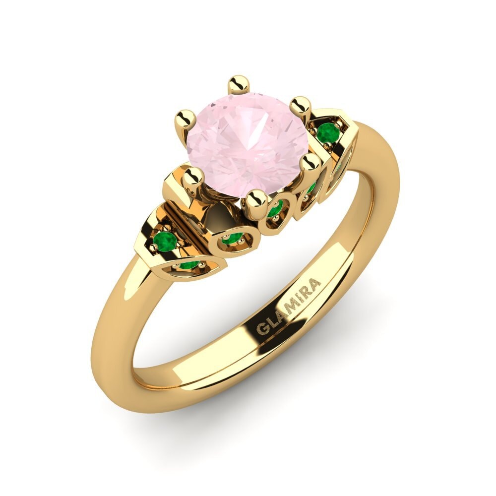 18K Yellow Gold Rose Quartz Engagement Ring Amrita