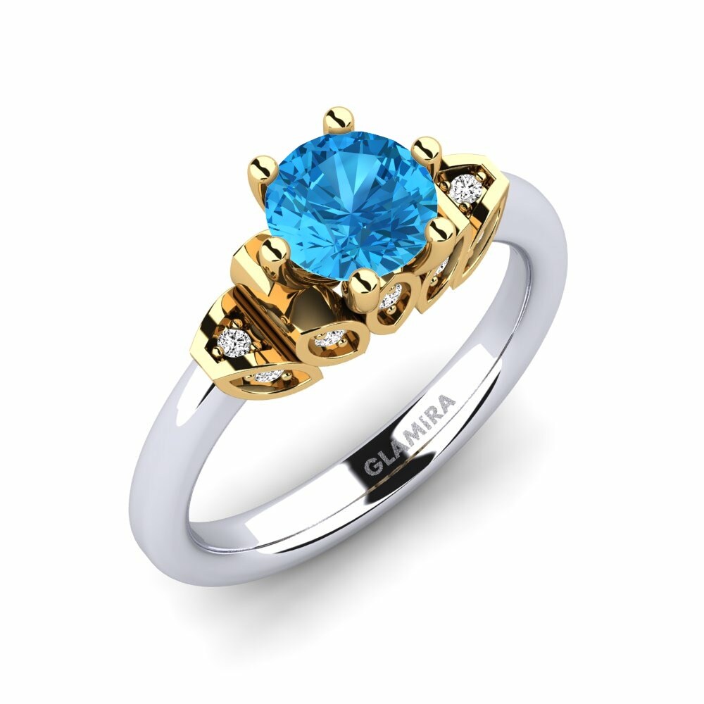 Mėlynasis topazas Sužadėtuvių žiedas Amrita