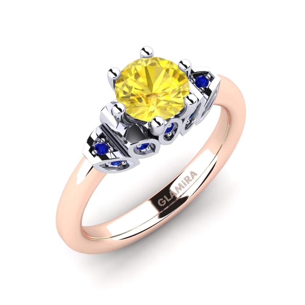 14K Rood & Wit Goud Gele Saffier Verlovingsring Amrita