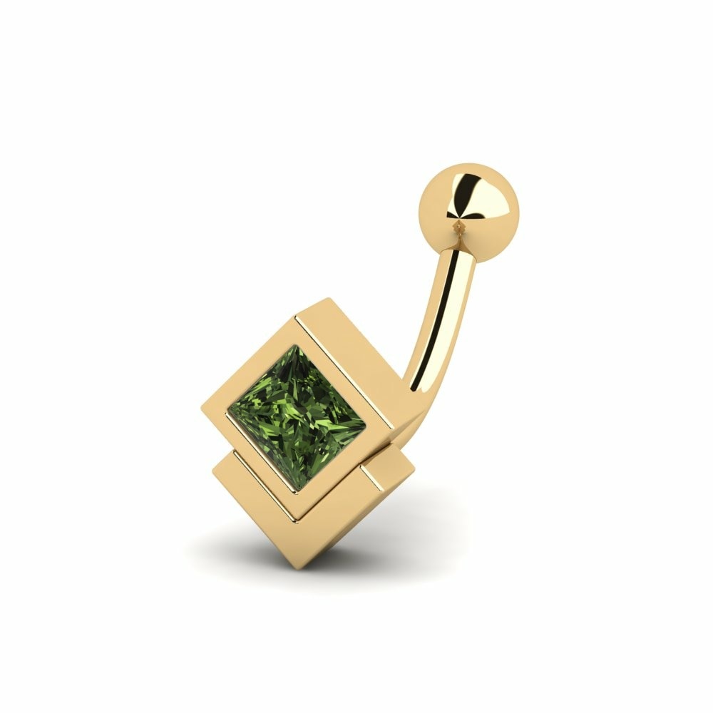 Cartilage Piercing De Oreja Amulet Oro Amarillo 585 Zafiro Verde