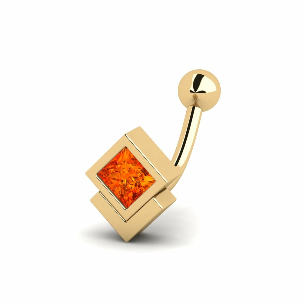 Cartilage Piercing De Oreja Amulet Oro Amarillo 585 Zafiro Naranja