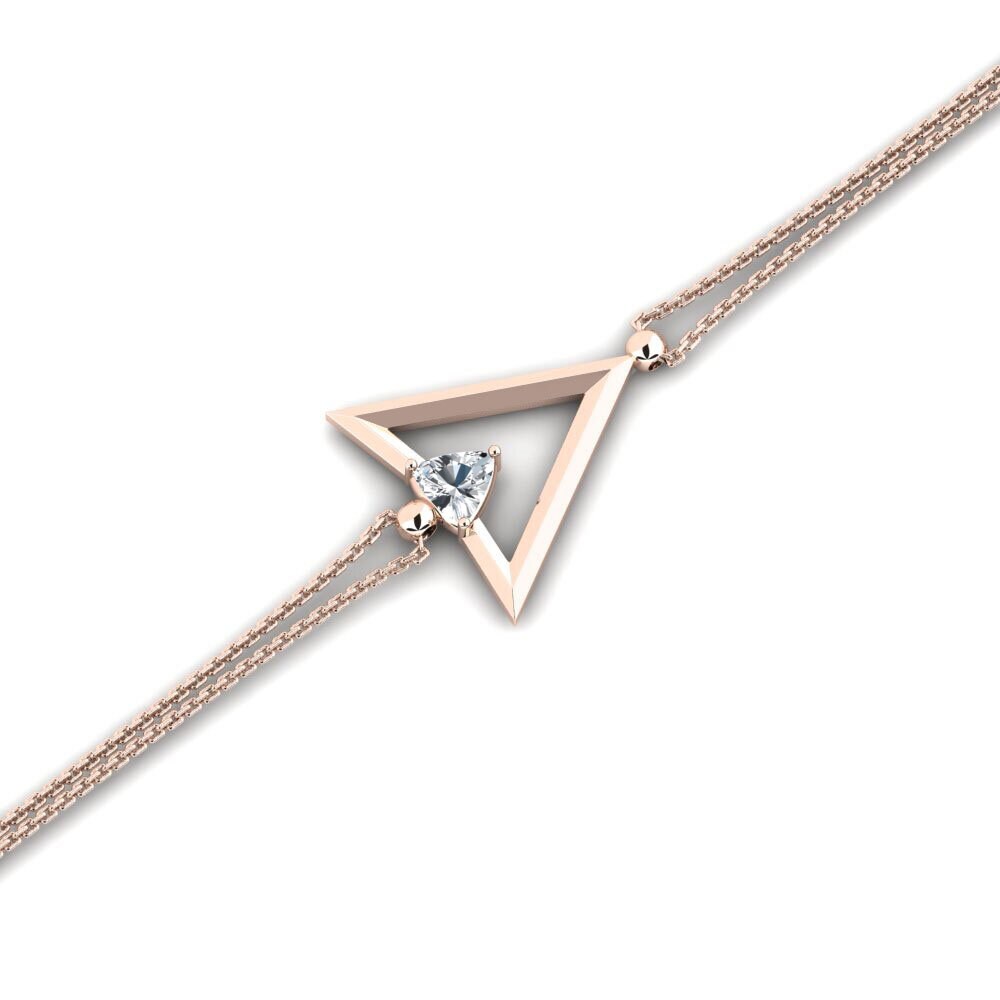 9ct Rose Gold White Zircon Women's Bracelet Amundir