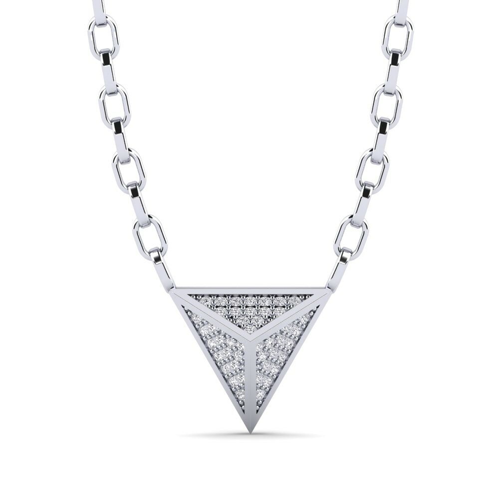 Round 0.36 Carat Symbols Lab Grown Diamond 14k White Gold Men's Necklace Anagnosti