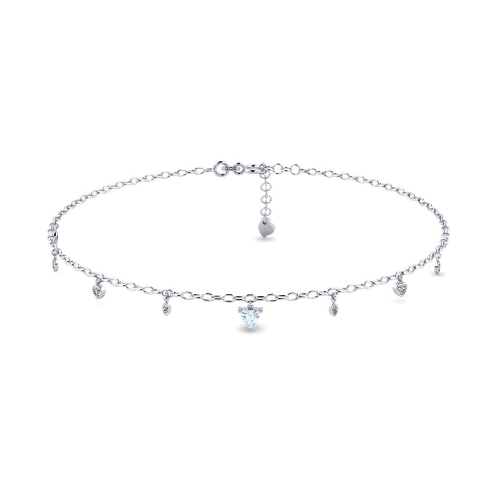 18ct White Gold Aquamarine Women's Anklet Anahit