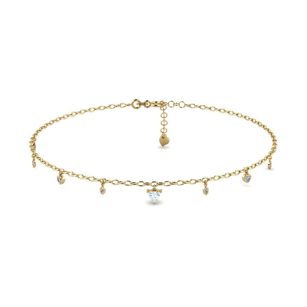 14ct Yellow Gold Aquamarine Women's Anklet Anahit