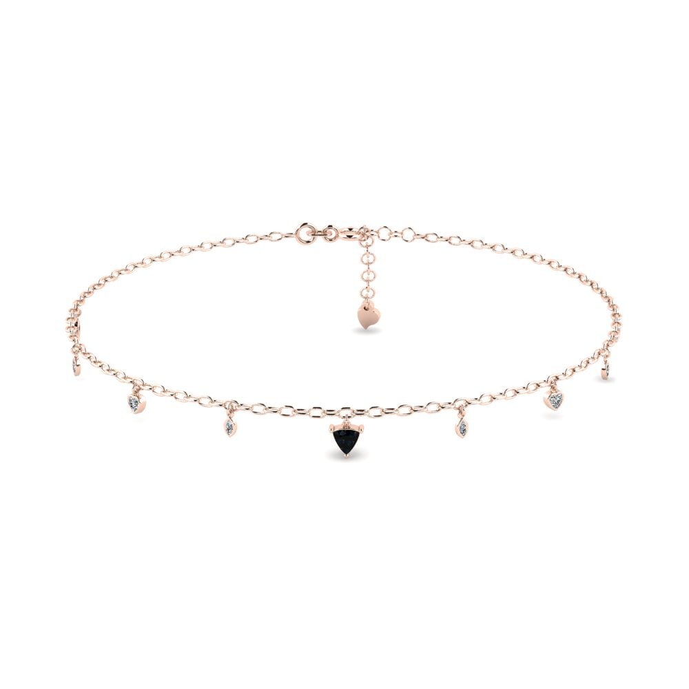 9ct Rose Gold Black Opal Women's Anklet Anahit
