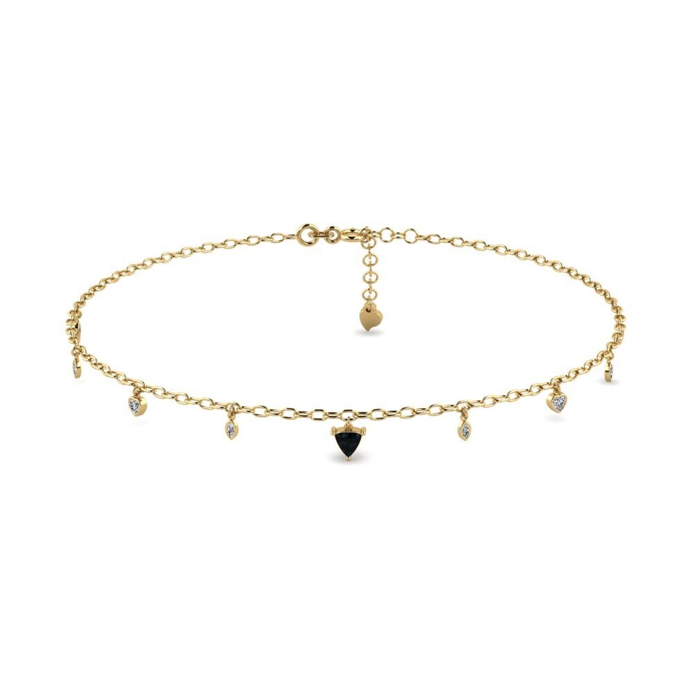 14ct Yellow Gold Black Opal Women's Anklet Anahit